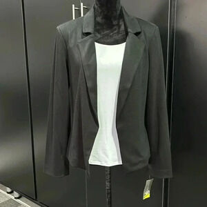 Valerie Stevens Single Breasted Blazer, open front, shoulder pads,classic